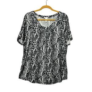Emily Stacy Paisly Short Sleeve Top Shirt Women Size 3x